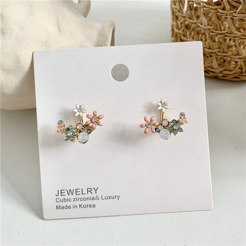 Drop Oil Flower Stud Earrings