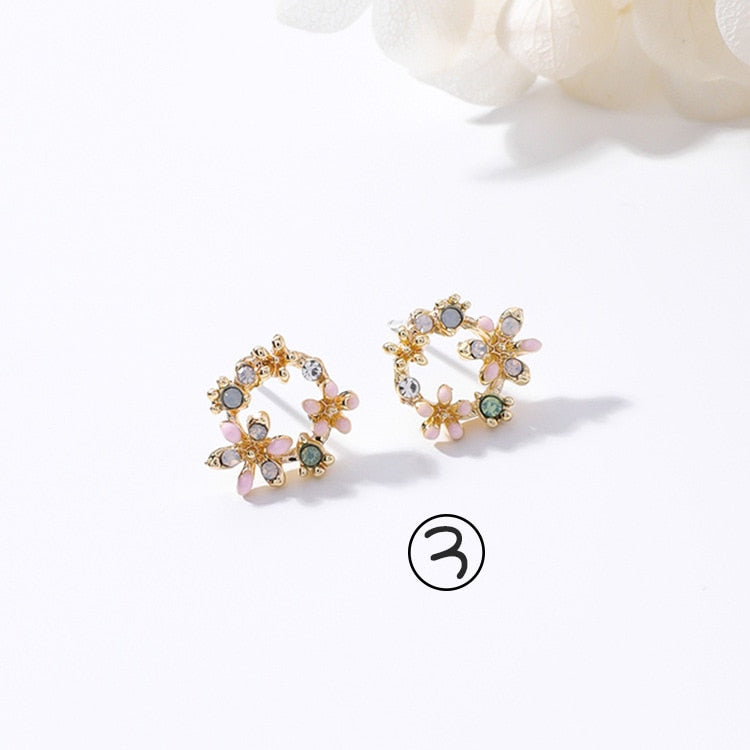 Drop Oil Flower Stud Earrings