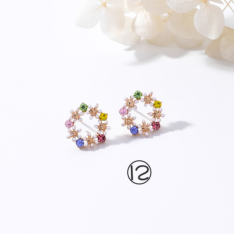 Drop Oil Flower Stud Earrings