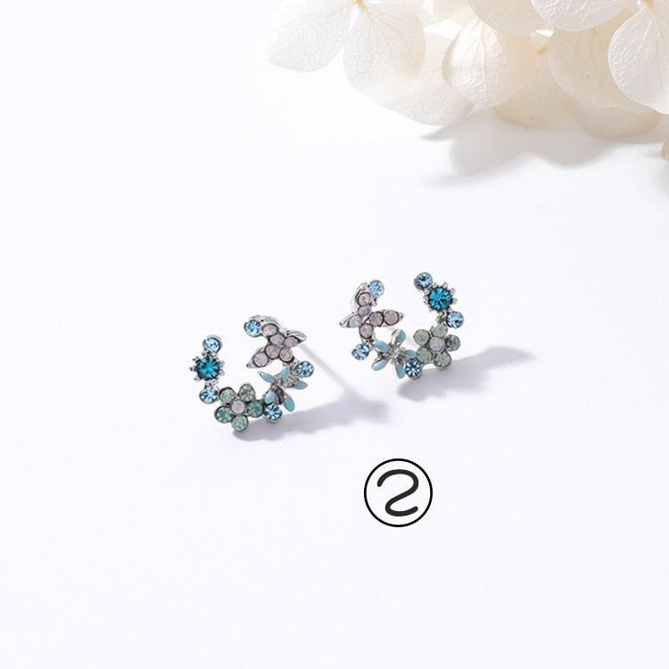 Drop Oil Flower Stud Earrings