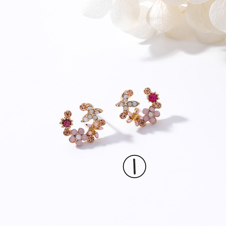 Drop Oil Flower Stud Earrings