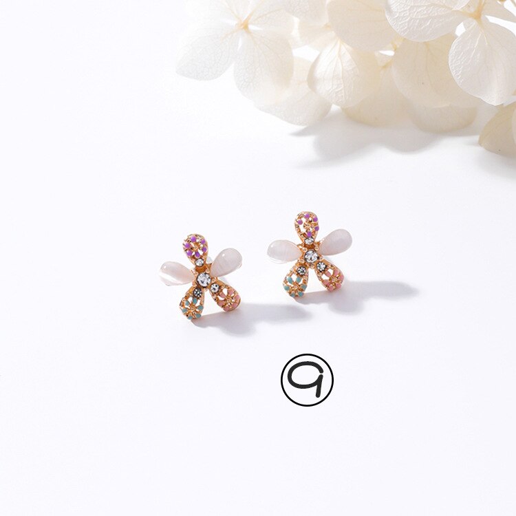 Drop Oil Flower Stud Earrings