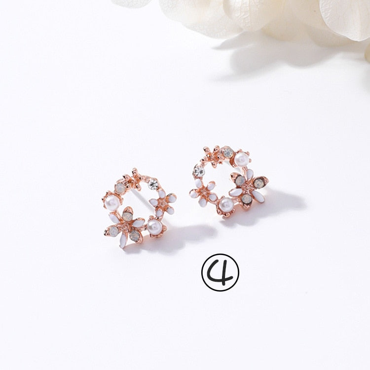 Drop Oil Flower Stud Earrings