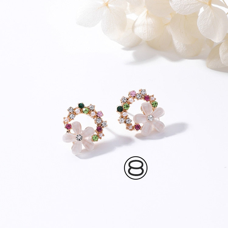 Drop Oil Flower Stud Earrings